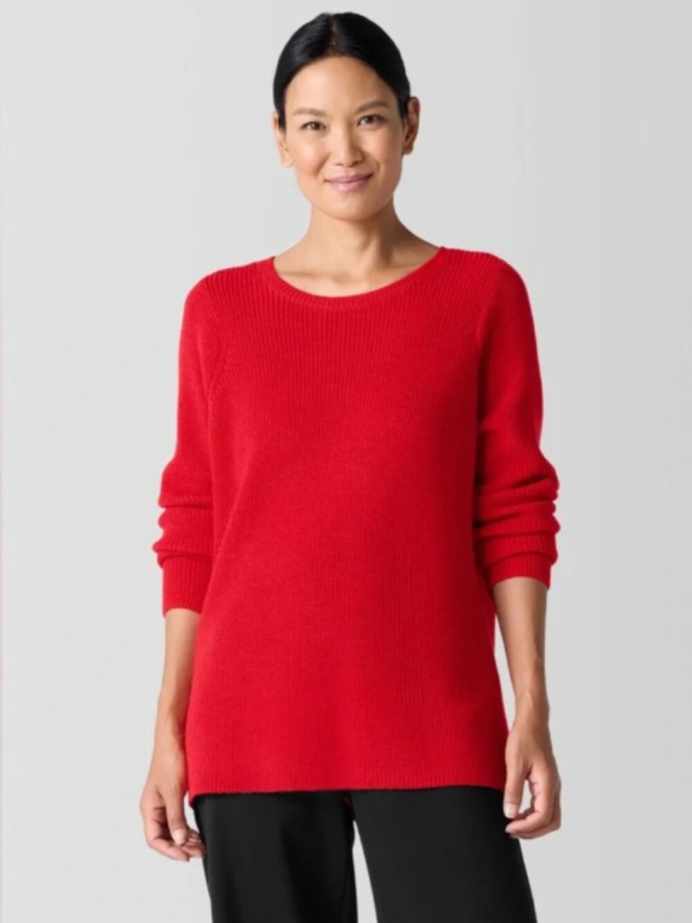 Eileen Fisher Wool Sweater in Red Large
